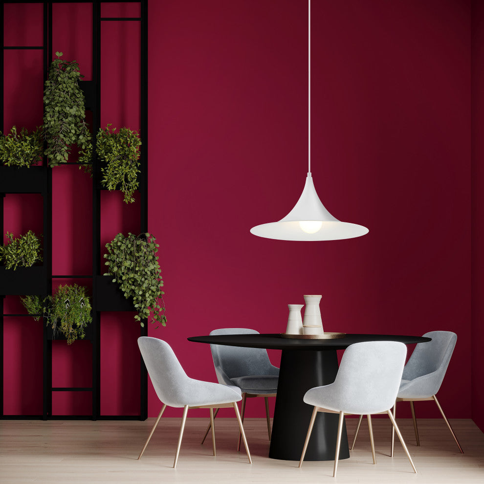 Costa LED Pendant, Replaceable LED, Matte White, 19in