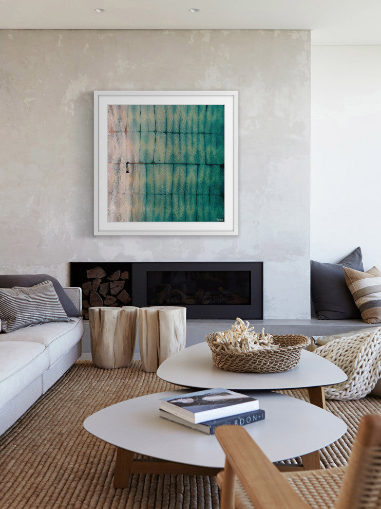 "Shell Searching" Framed Painting Print, 18"x18"