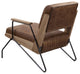 Acme Eacnlz Accent Chair Cocoa Top Grain Leather and Matt Iron Finish