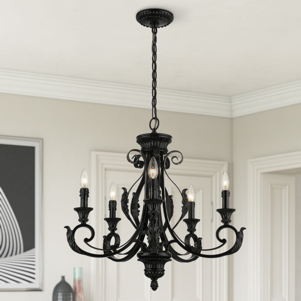 Valencia 5-Light Shiny Black Chandelier