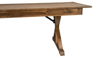 HERCULES 7' x 40" Rectangular Solid Pine Farm Table with X Legs, Antique Rustic