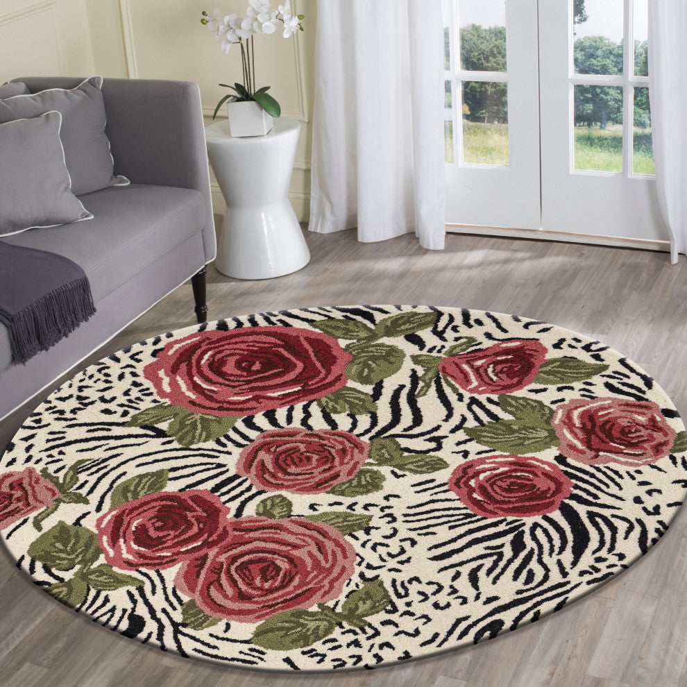 Rose Garden Safari Area Rug, 4' Round