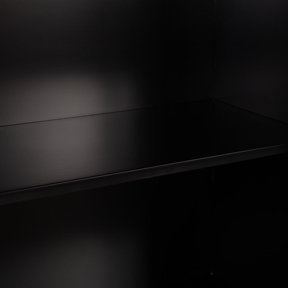 Dark interior cabinet shot; partial view, not full product, no background context