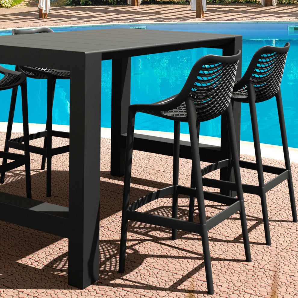 Vegas Air 5-Piece Bar Set With 39"-55" Extendable Black