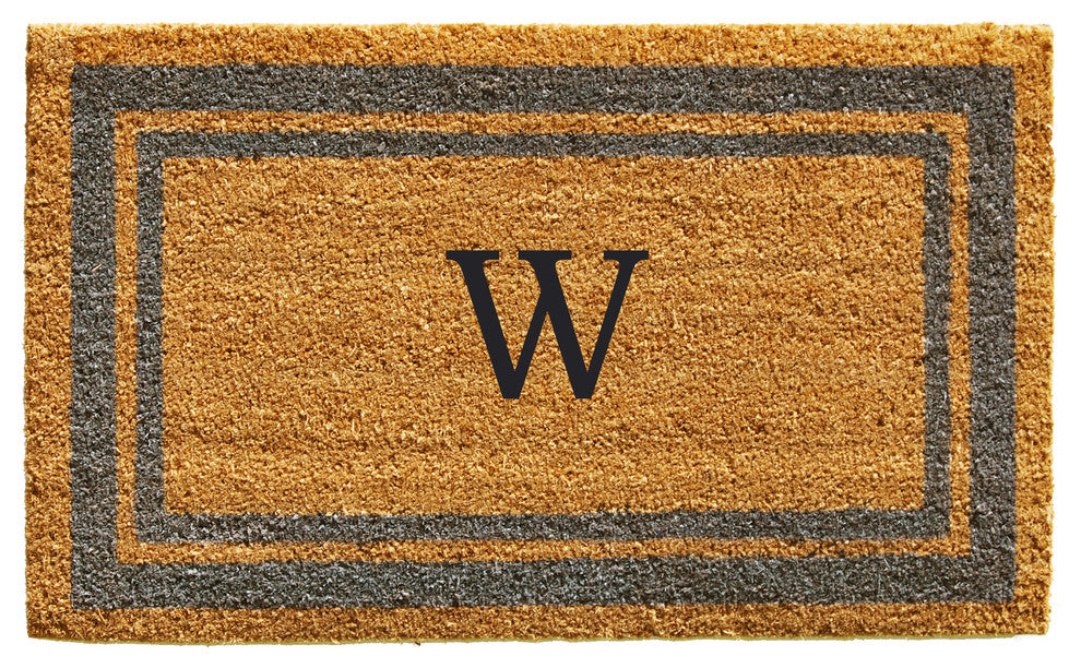 Periwinkle Border 24"x36" Monogram Doormat, Letter W