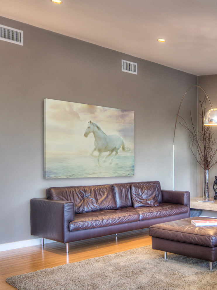 "Galloping Through the Water" Painting Print on Canvas