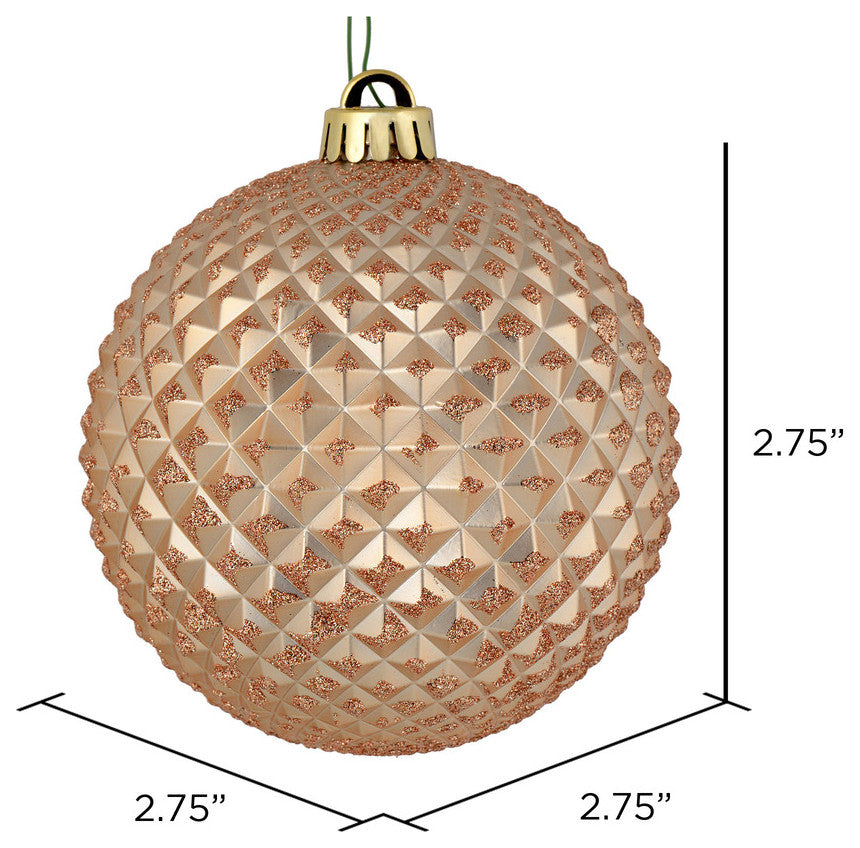 Vickerman N188480D 2.75" Cafe Latte Durian Glitter Ball Ornament, 12 Per Bag