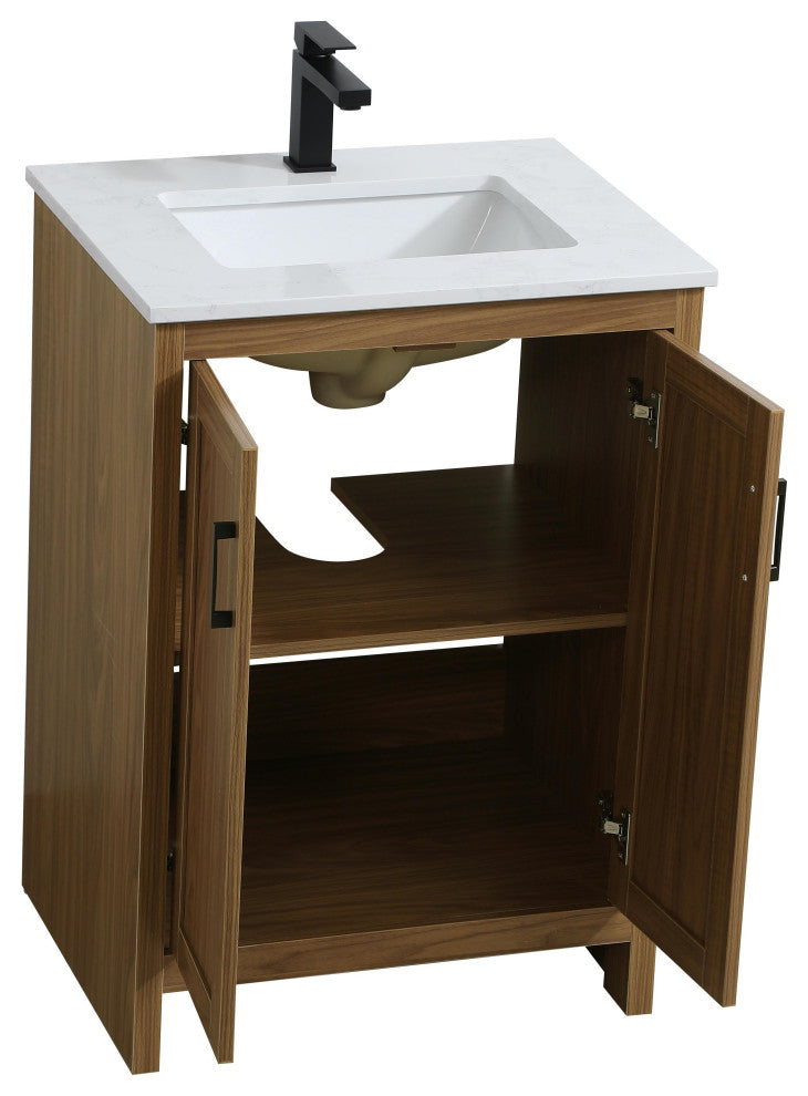 Home Living 24" Single Bathroom Vanity, Walnut Brown