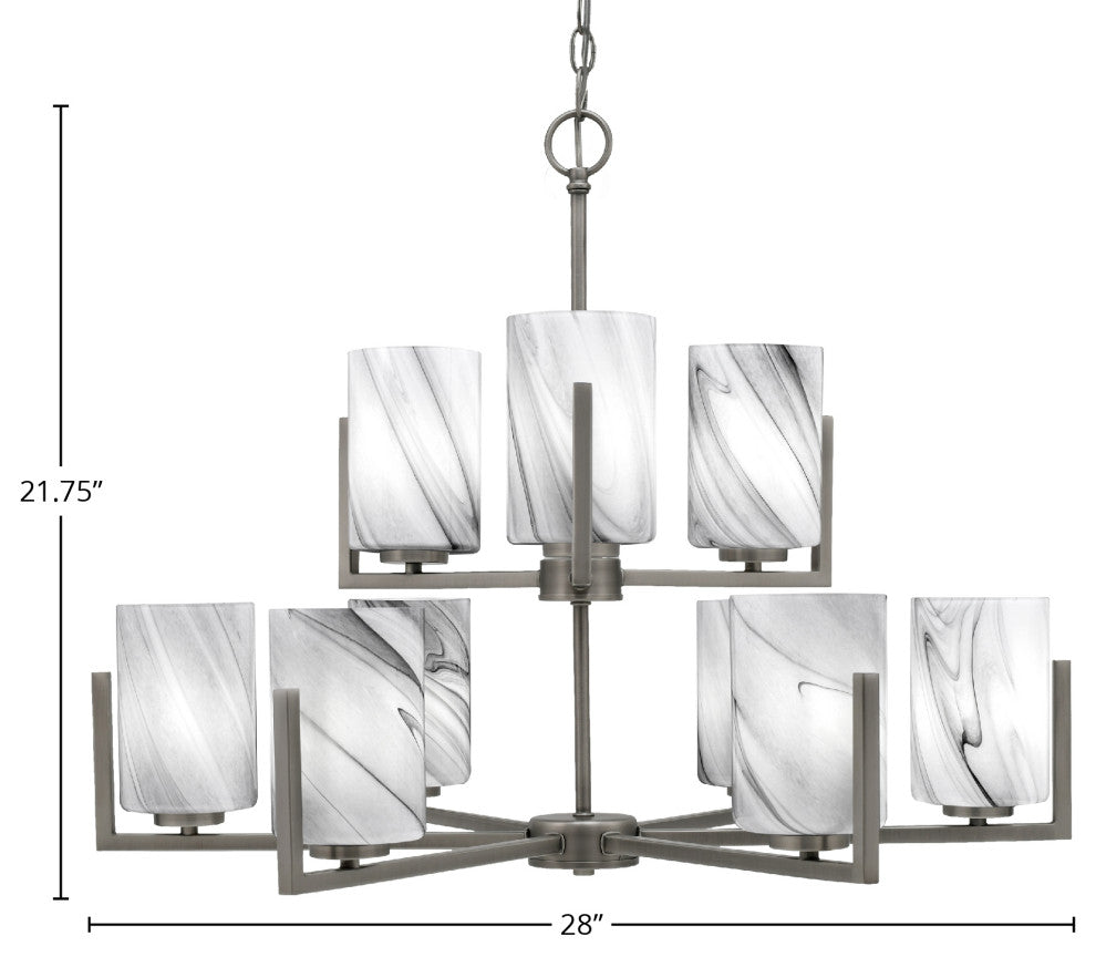 Atlas 9-Light Chandelier, Graphite/Onyx Swirl