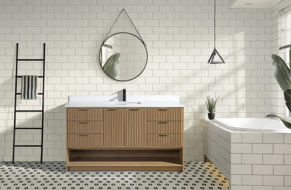 Ari Kitchen and Bath San Diego Bath Vanity, Oak, 60", Freestanding