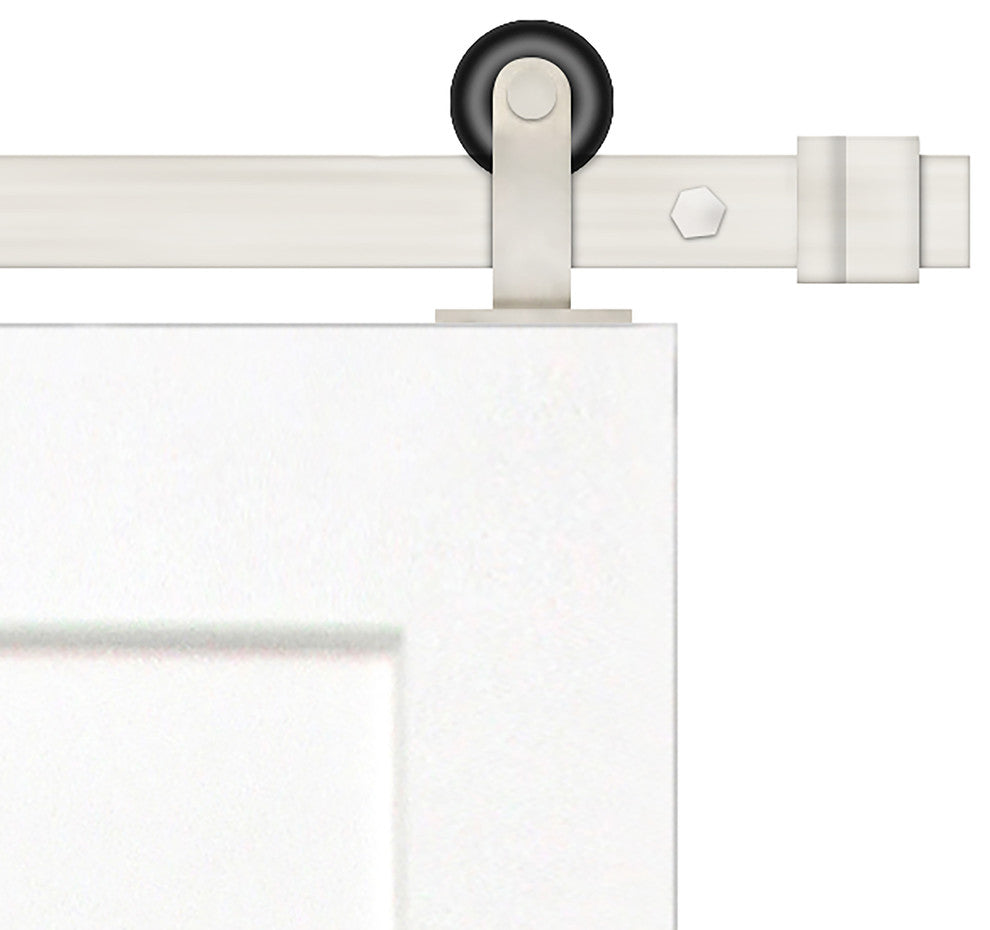 Prime 2 Panel Interior Solid Pine Barn Door, Bronze Hardware, Stainless