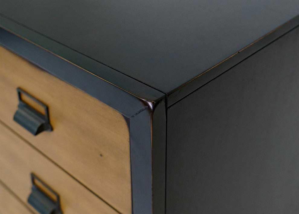 Mid-Century Wood Lateral File, Storage File Drawer, Fully Assembled, Black
