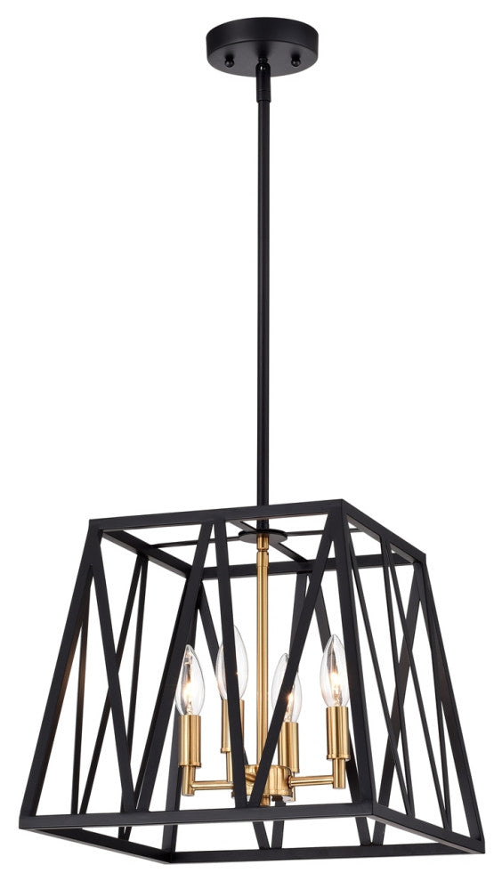 Ironclad Industrial 4 Light Textured Black Inverted Pendant Ceiling Fixture 14"W