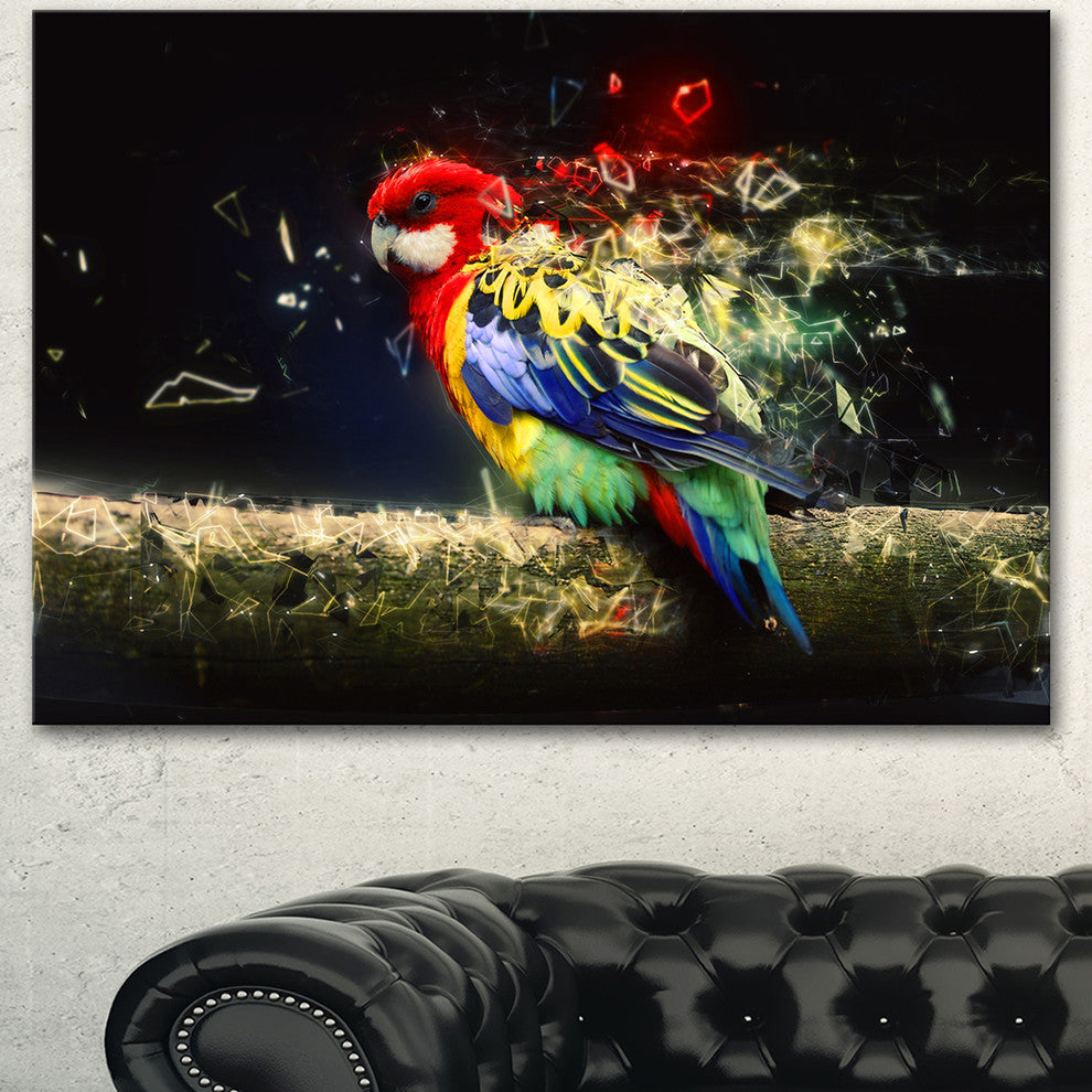 Colorful Parrot on Branch, Animal Canvas Wall Art, 40"x30"