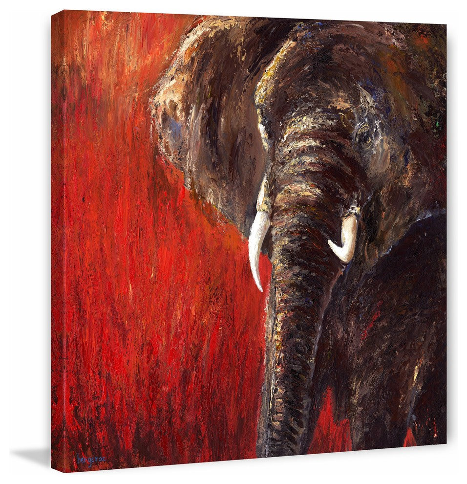 Marmont Hill, "Red Tranquility" by Bergerac Painting on Wrapped Canvas, 48x48