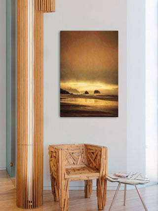 "See Stacks at Sunset" Painting Print on Wrapped Canvas