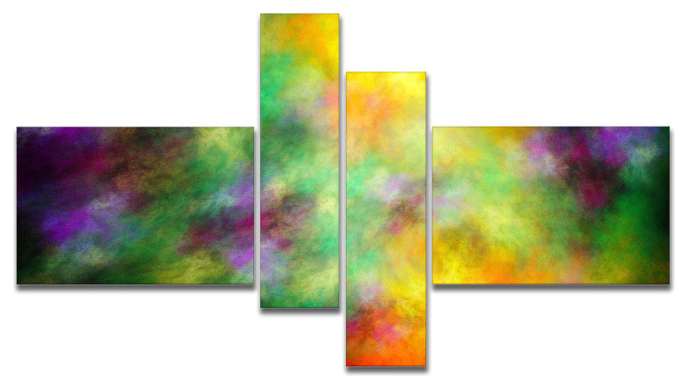 Colorful Sky with Blur Stars, Abstract Canvas Art Print, 60"x32", 4 panels