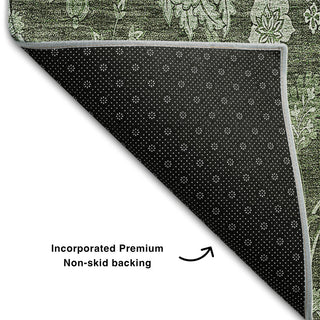 Premium Machine Washable Mayfield AMF680 Olive 8' x 8' Round Rug