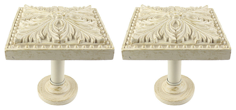 Urbanest Set of 2 Large Elmore Drapery Medallion Holdback, Gilded French White