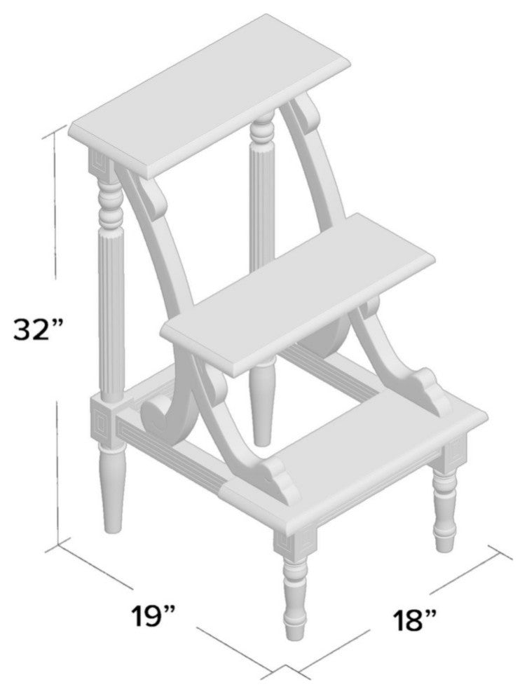 Library 3 Step Wood Step Stool