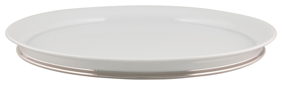 Arienne 12" Platter, White & Platinum