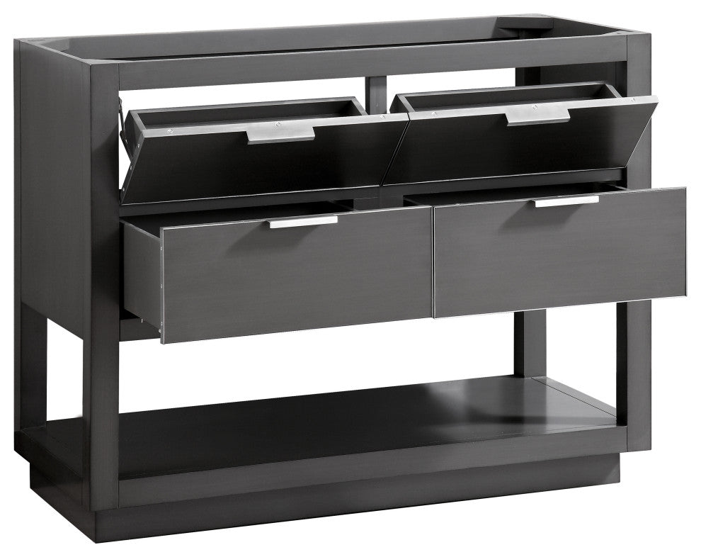 Avanity Allie 43 In. Vanity, Twilight Gray/ Silver, Natural 1" Carrara White Marble Countertop and Backsplash
