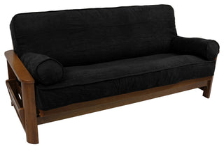 Solid Microsuede Full Futon Cover Set, Black