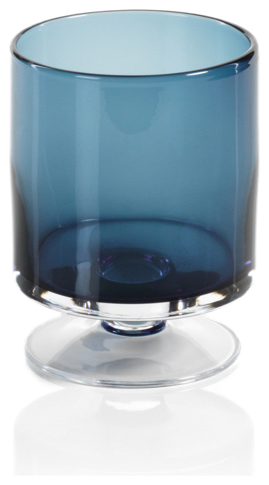 "Algarve" 6" Tall Hurricane on Footed Base, Midnight Blue