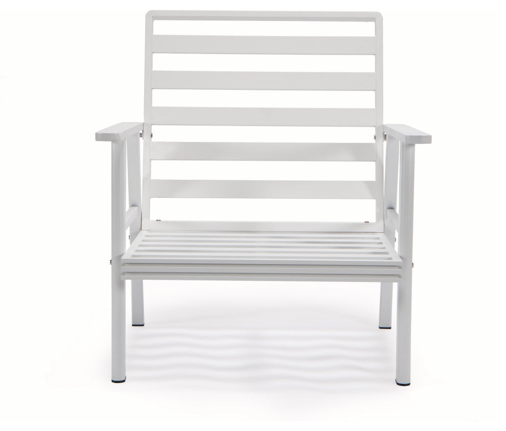 LeisureMod Walbrooke 3-Piece Patio Set With White Aluminum Frame and Cushions, Red