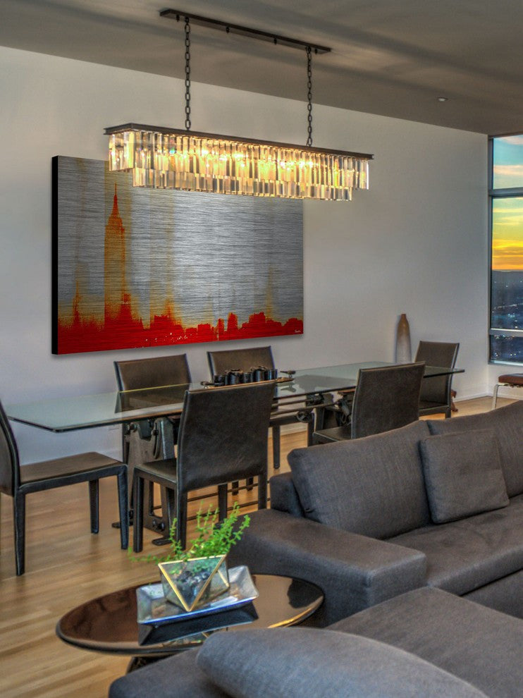 "Red New York" Print on Brushed Aluminum, 45"x30"