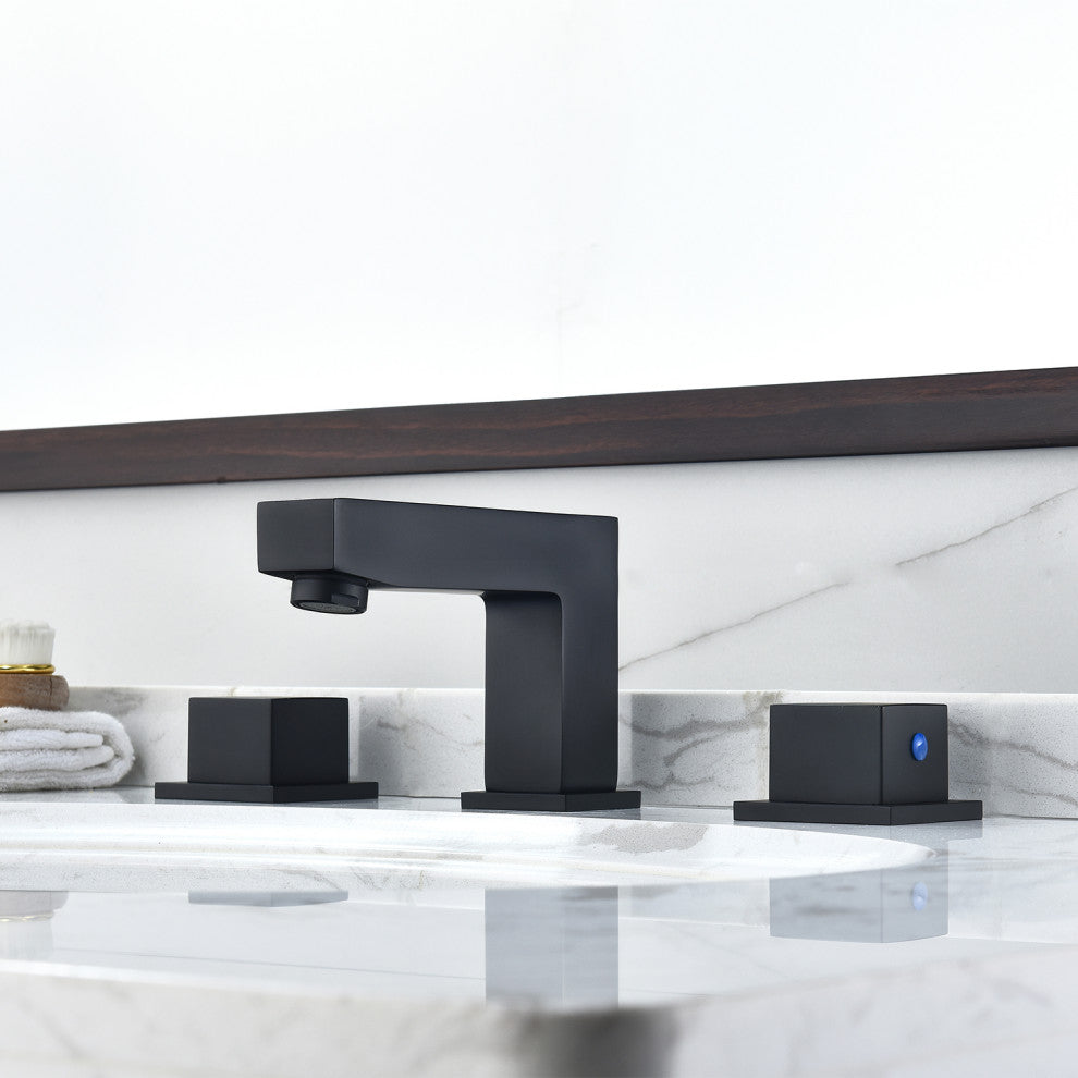 Linter 8" Widespread 2-Handle Bathroom Faucet, Matte Black