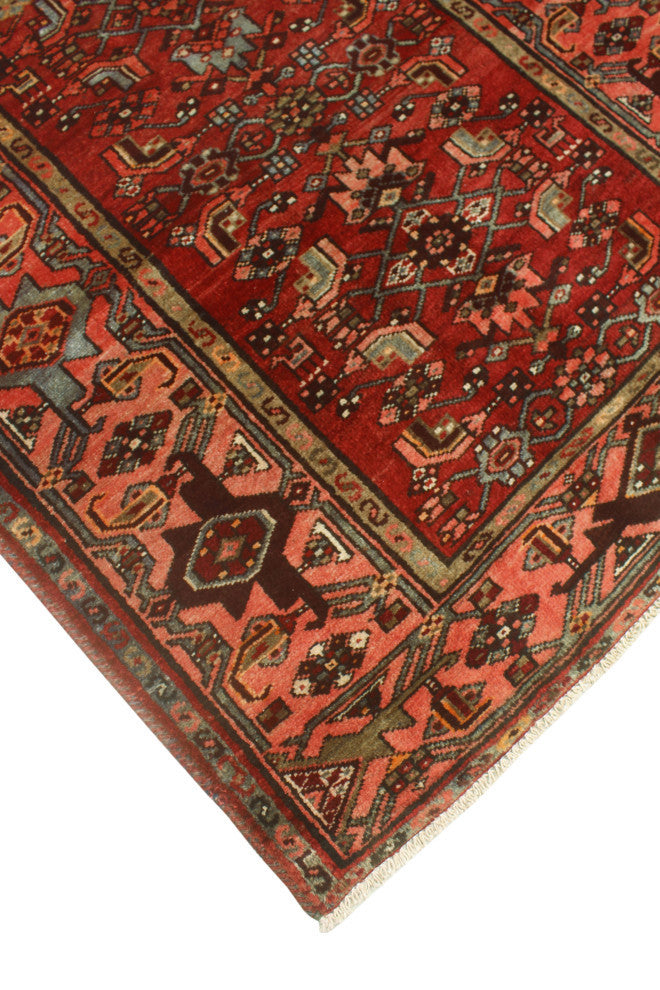 Fine Vintage Distressed Collyer Burgundy/Rose Runner, 4'1x10'1