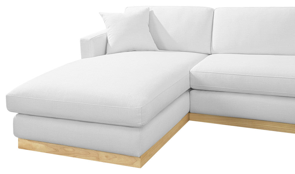 Johanna Black Linen Textured Fabric 3pc. Sectional, White, Natural Finish