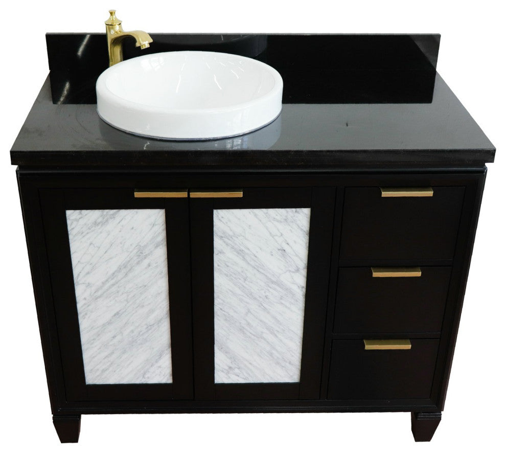 43" Single Vanity, Black Finish With Black Galaxy