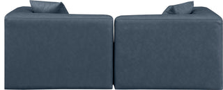 Cube Upholstered Modular Sofa, Navy, 2-Piece: 2 Corner Chair, Vegan Leather