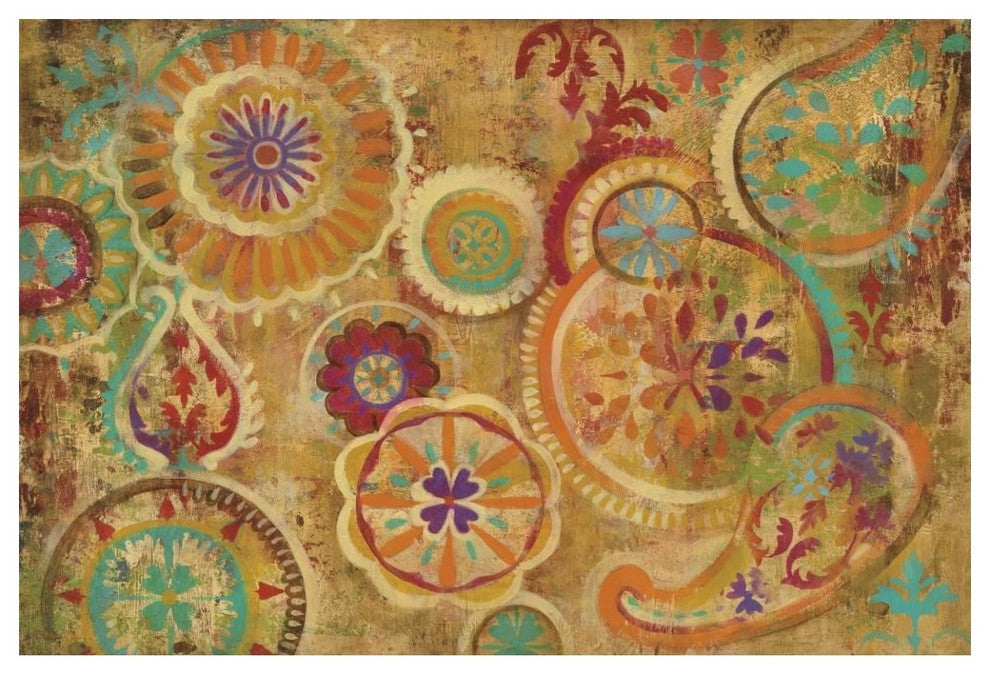 "Contemporary Paisley Eggplant" Digital Paper Print by Silvia Vassileva, 50"x34"
