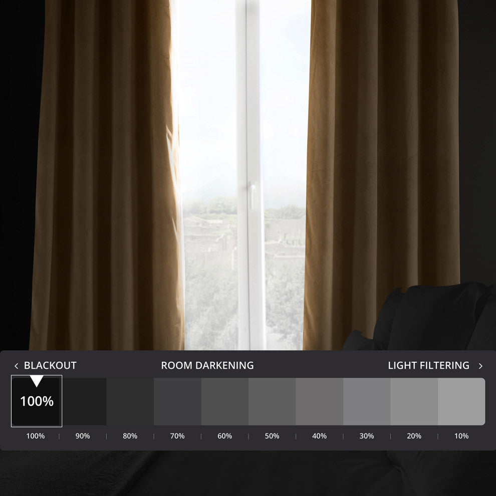 Grommet Blackout Velvet Curtain Single Panel, Amber Gold, 50"x120"