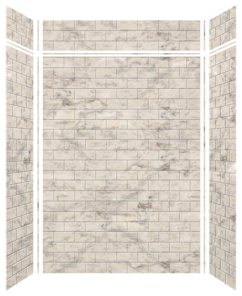 Transolid SaraMar 60"x36"x96" 6-Piece Shower Wall Kit with Extension, Sand Creme