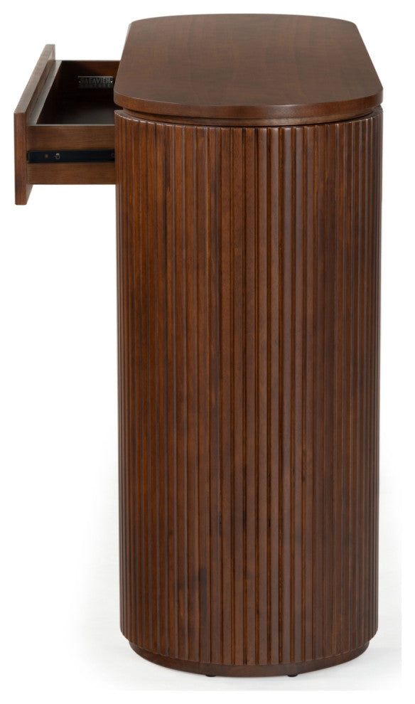 Safavieh Couture Rikki Fluted 1 Drawer Console, Walnut