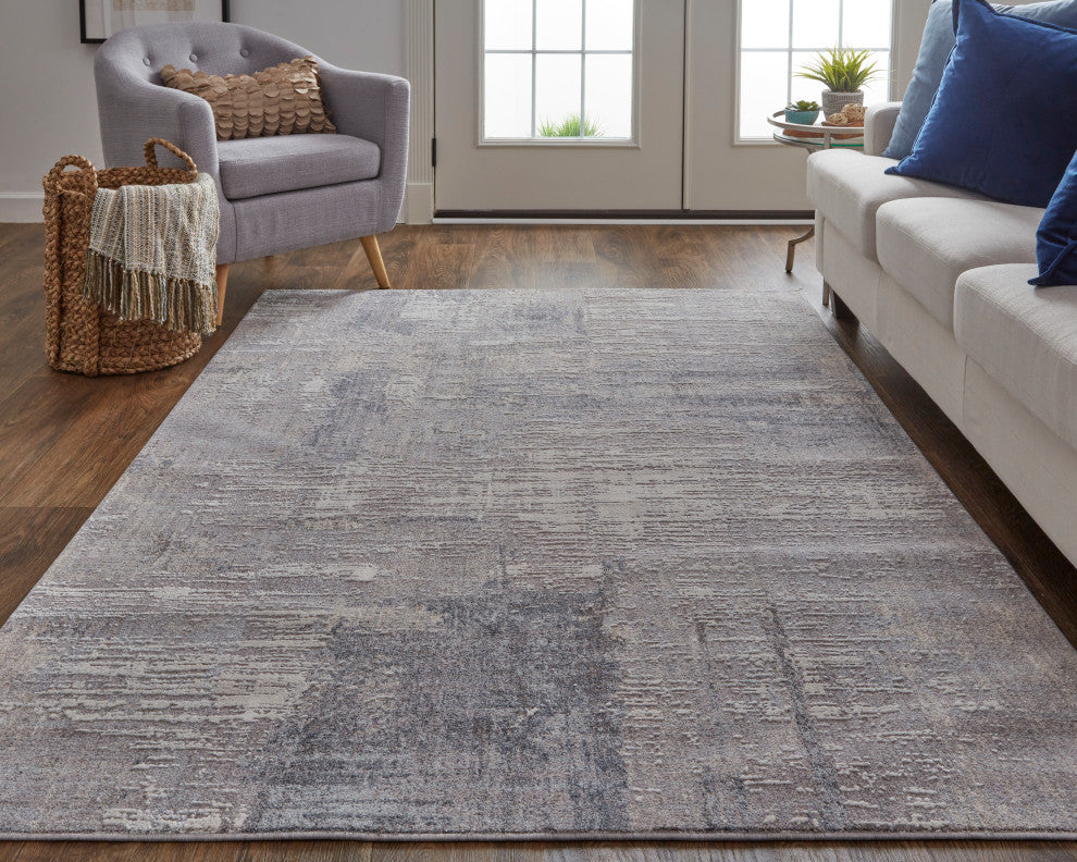 Weave & Wander Inger Rug, Gray/Blue, 1'-8" X 2'-10" Rug