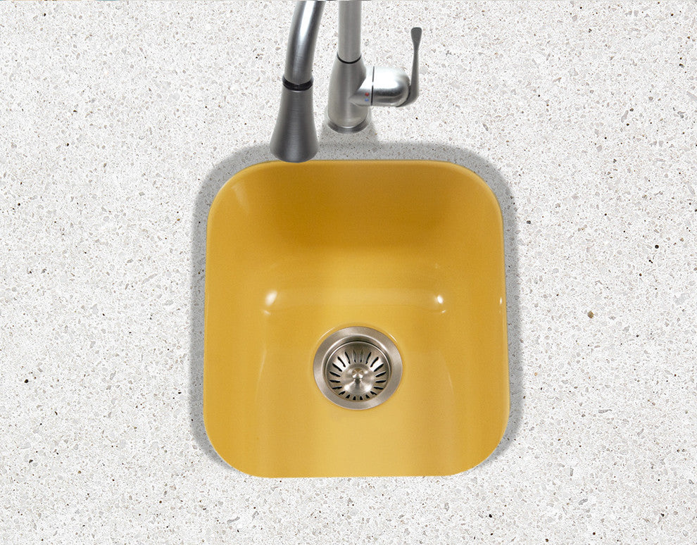 Houzer PCB-1750 Porcela 15-5/8" Undermount Single Basin Porcelain - Lemon