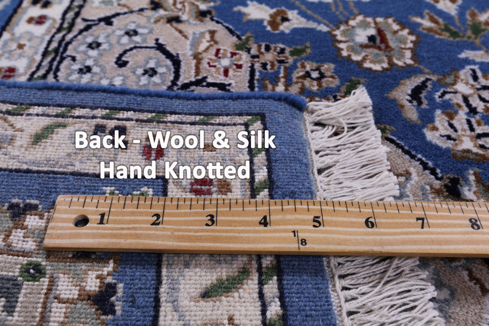 5' 1" X 7' 9" Persian Nain Wool and Silk Hand Knotted Rug Q11625