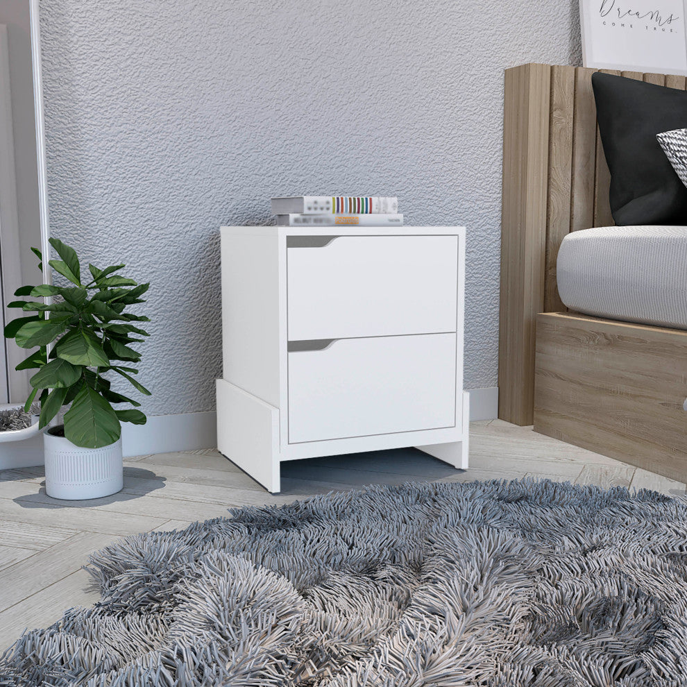 DEPOT E-SHOP Haines Nightstand with 2 Drawers and Legs
