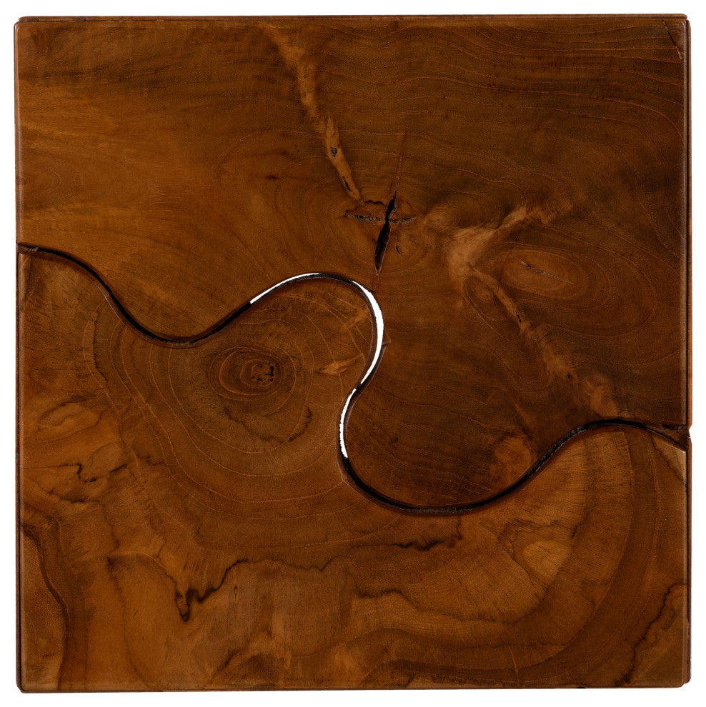 Teak Slice Stool, Square