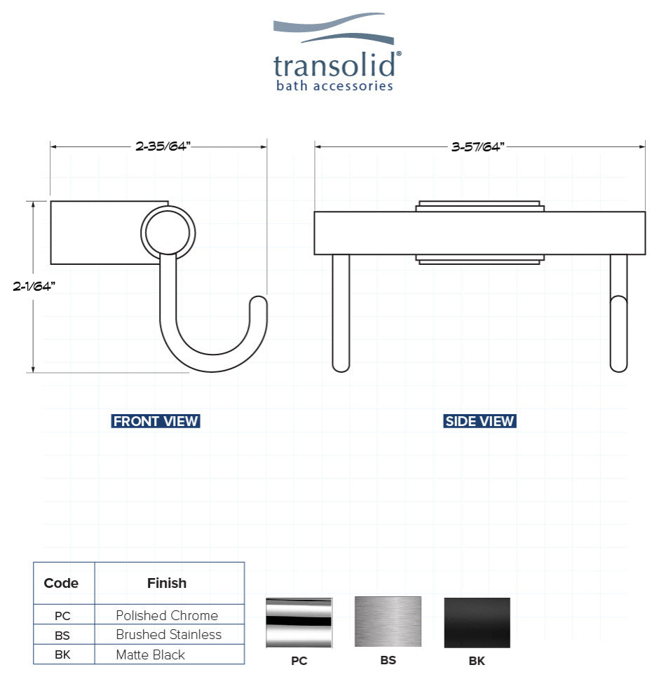 Transolid Maddox Double Hooks, Polished Chrome