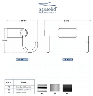 Transolid Maddox Double Hooks, Polished Chrome