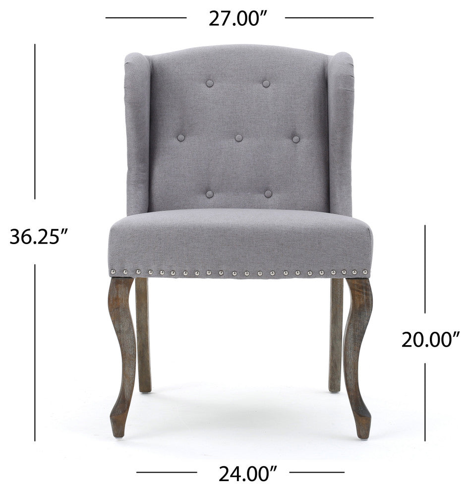 GDF Studio Asheville Modern Fabric Wingback Chair, Set of 2, Light Gray