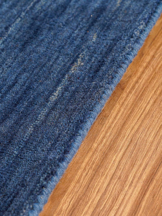 HAND KNOTTED LOOM WOOL ECO-FRIENDLY AREA RUGS - Blue, Solid Plain Design, [Rectangle] 8'x10'