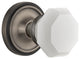 Classic Rosette Single Dummy Waldorf White Milk Glass Knob, Antique Pewter