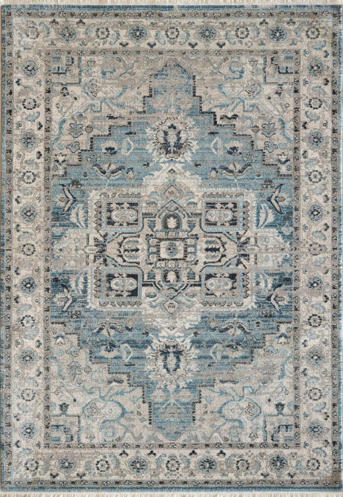 Juno 6882-500 Area Rug, Light Blue And Cream, 6'7"X9'2"